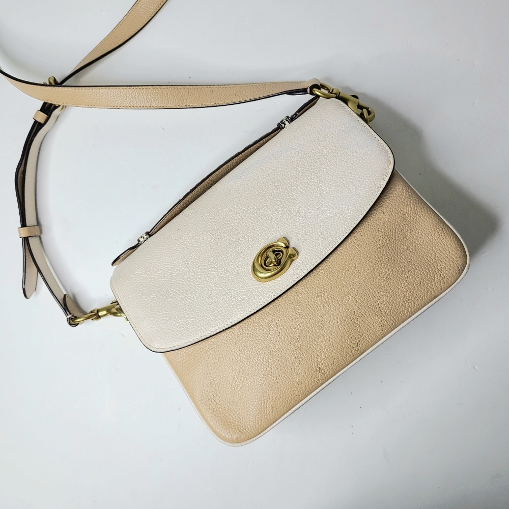 Coach Cassie Colorblock Tan Snakeskin Top  Handle Crossbody Bag - Picture 8 of 16